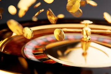 A woman smiling by bright slot machines showing lucky symbols, showcasing the exciting slot offerings at CROWNBF.